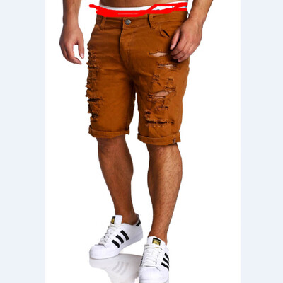 

Men Boy Skinny Runway Straight Short Denim Pants Destroyed Ripped Jeans Shorts