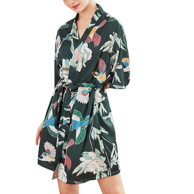 

Toponeto Women Simulation Silk Ladies Pajamas Lingerie Robe Bathrobe Bride Dressing Gown