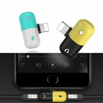

Capsule pill iphone7 8X iphone MAX XR adapter line double lightning charging audio headphone cable combo