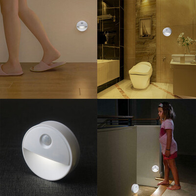 

Gobestart Infrared Human Body Induction Lamp LED Motion Sensor Round Shape Night Light