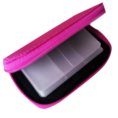 

Fashion Lady Solid Color Large Capacity Zip Faux Leather SIM CF Card Storage Bag