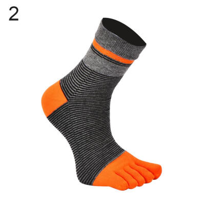 

Fashion Stripe Cotton Soft Breathable Mens Five Toes Casual Sport Running Socks