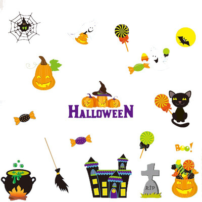 

Halloween Static Window Sticker Cartoon Design No-Glue Self-adhesive Decals Car Window Clings Holiday Party Decorations