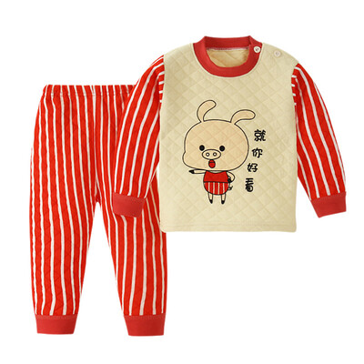 

Boys Thermal Underwear Set Girls Pajamas Cute Cartoon Printed T-shirt Tops Pants For Toddler Kid