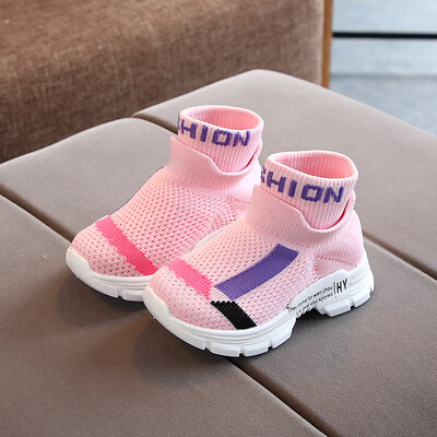 

Spring Children Shoes Girls Sneaker For Running Boys Casual Shoes Outdoor Anti-Slippery Fly Knit Kids Socks Shoe Sneaker