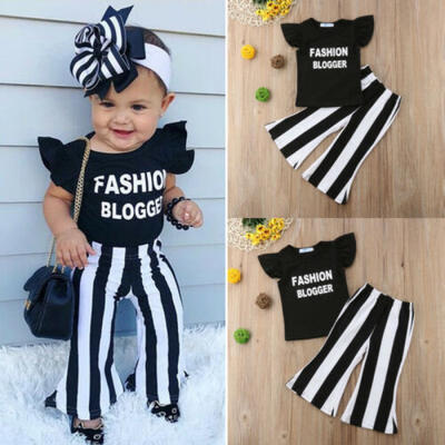 

Toddler Kids Baby Girls Summer Cotton Tops T ShirtLong Pants Outfit Set Clothes