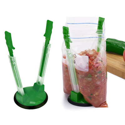 

JPGIF 2 Pcs Non Slip Adjustable Hands Free Baggy Rack Clip Ziplock Storage Bag Holder