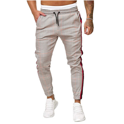 

Gobestart Men Splicing Striped Overalls Casual Pocket Sport Work Casual Trouser Pants
