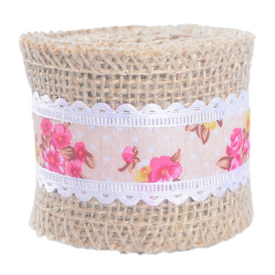 

Diy Vintage lace Printed Burlap Ribbon Roll Lace Decorative Hemp Rope Christmas Wedding Craft Lace Ribbon