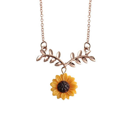 

Lovely Adjustable Sunflower Pendant Women Necklace Girl Cute Flower Leaf Clavicle Chain Lovers Gift Jewelry