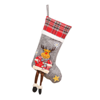 

3D Doll Decor Christmas Stockings Candy Socks Gift Holder Bag With Hanging Loops Xmas Tree Fireplace Seasonal Decorations