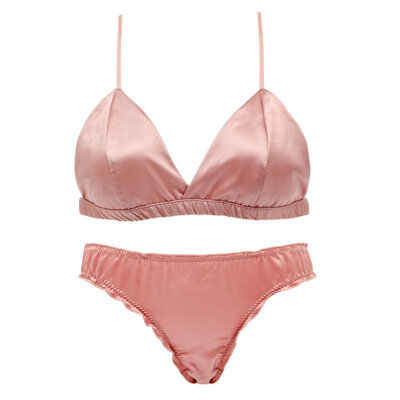 

Women Summer Bras Sets Glossy Underwear Lingerie Set Deep V Thin Pad Bralette Ruffles Panties Intimates Suits