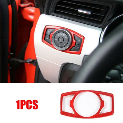 

For Ford Mustang 2015-2019 Headlight Switch Frame Trim Decorative Cover Red ABS