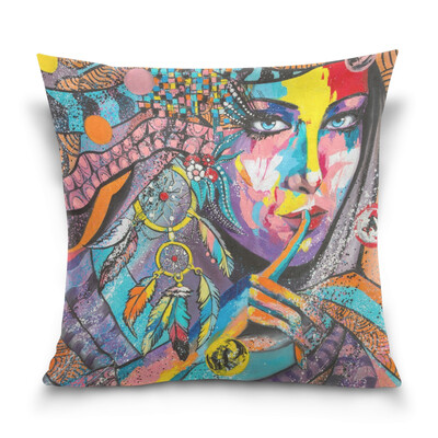 

ALAZA Throw Pillow Cover 16 X 16 inch Christmas Gift Cushion Cover with Doodle Women Printed Pillowcase