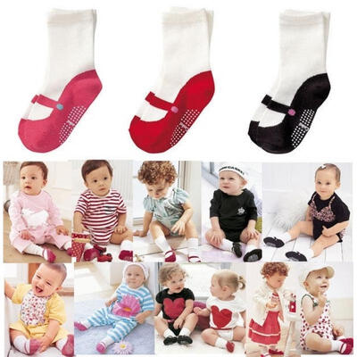 

3 colors Baby Kids Child Girl Infant Toddler Anti-slip Shoes Cotton Socks 6-24M