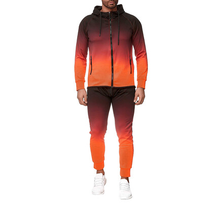 

Toponeto Mens Autumn Dyeing Zipper Print Sweatshirt Top Pants Sets Sport Suit Tracksuit