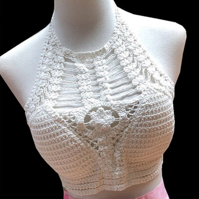 

Vintage Crochet Crop Top Beachwear Sexy Hot Hollow Out Bralette Knitting Handmade Tops Fitness Cropped