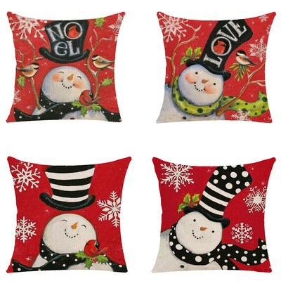 

Tailored 4Pcs Merry Christmas Cushion Cover Square Pillow Case Home Decor