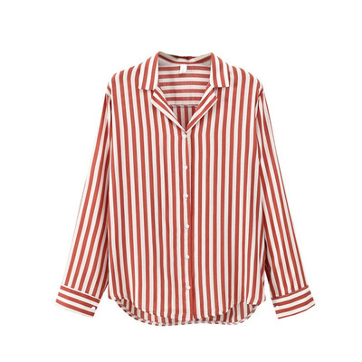 

New Spring Autumn Women Blouse Flower V-Neck Long Sleeve Work Shirts Women office Tops Striped blouse for business