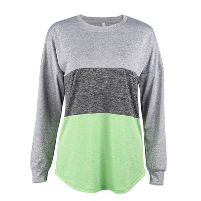 

New Autumn Winter Sexy T-shirt Womens Round Neck Color Matching Long-sleeved T-shirt Fashion Women Tops Long Sleeve