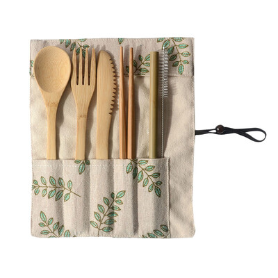 

Toponeto Portable Bamboo Cutlery Travel Eco-friendly Fork Spoon Set Include Reusable Bamb