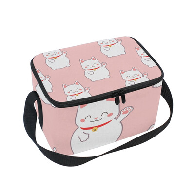 

ALAZA Lunch Box Insulated Lunch Bag Large Cooler Japan Lucky Cat Tote Bag