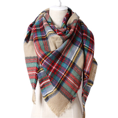 

Women Fashion Triangular Large Winter Soft Scarf Warm Cozy Blanket Stylish Oversized Plaid Shawl Cape
