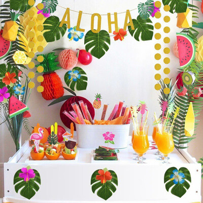 

Pull Flag Banner Pineapple Aloha Banner Drink Cups Hawaii Luau Bunting Garland Beach Party Decoration Tropical Pool Party Birth