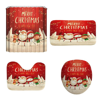 

Christmas Snowman Santa Elk Pattern Bathroom Four-Piece 3D Digital Printing Multicolor Waterproof Bathroom Four-Piece