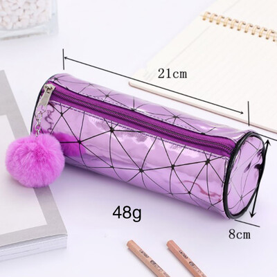 

Girl Storage Pen Bag Magic Color Diamond Pattern Pencil Bag Cylindrical Stationery Pencil Case