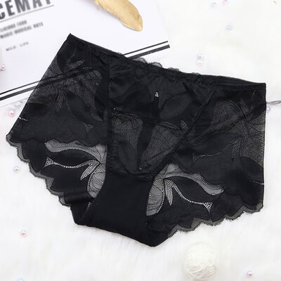 

Womens Sexy Lace Underwear Floral Hollow Out Mid-Rise Perspective Underwear Seamless Brief