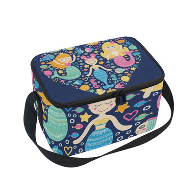 

ALAZA Lunch Box Insulated Lunch Bag Large Cooler Love Sea Heart And Mermaid Tote Bag