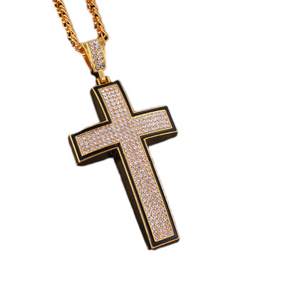 

Hip Hop Necessary Accessories Hipster Alloy The New Shining Diamond Arc Cross Hip-hop Dance Necklace
