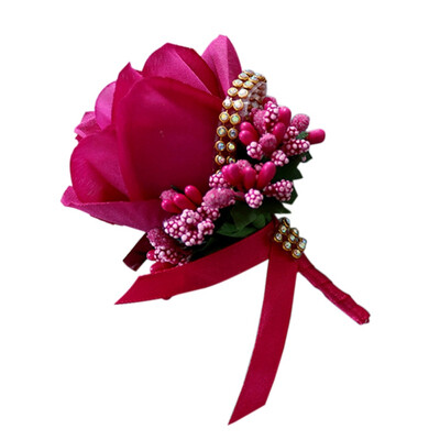 

Wedding Accessories Simulation Single Rose With Diamond Bride Groom Wedding Boutonnieres