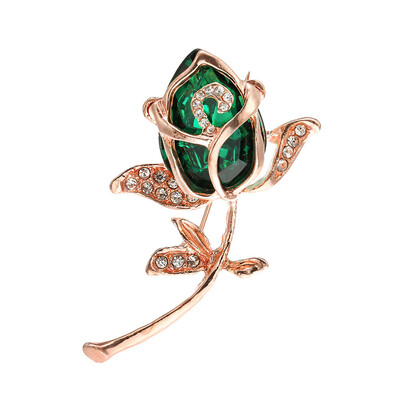 

Crystal Red Rose Pins Rhinestone Flower Brooch Women Clothing Accessories
