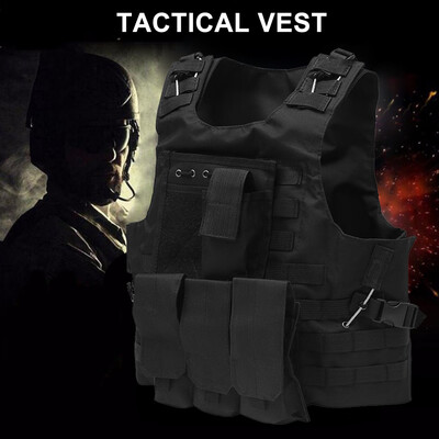 

Tactical Vest Adjustable for Military Army Molle Combat Police SWAT Plate Carrier Mag Pouches Universal Size