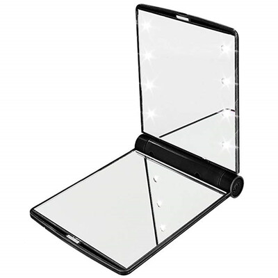 

Makeup Mirrors Cosmetic Hand Folding Portable Compact Pocket 8 LED Lights Lamps