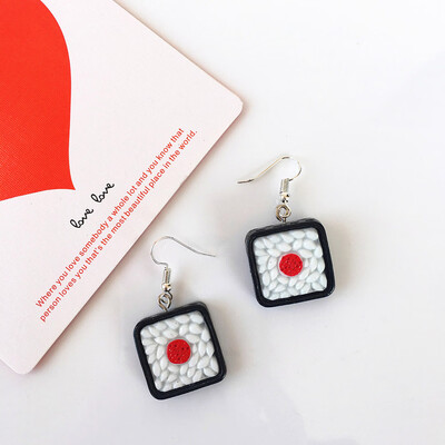 

DIY Cute Geometric Sushi Food Funny Earrings For Women Girl Jewelry