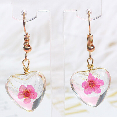 

Cute Dangle Hooks Natural Real Flower Pressed Flower Tear Drop Earrings