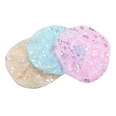 

3pcs Elastic Waterproof Shower Cap PVC Floral Bath Beauty Hat Bathing Washing Face Makeup Accessories