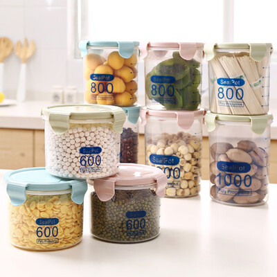 

Air-Tight Food Storage Container Kitchen Storage Pot for Dry Grain Milk Powder Sugar Flour Random Round Clear Large Capacity