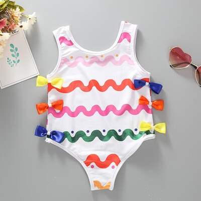 

Baby Swimsuits Kids Baby Girls Wave Pattern Printed Bow Bikini Swimwear Swimsuit Bathing Suit Beachwear