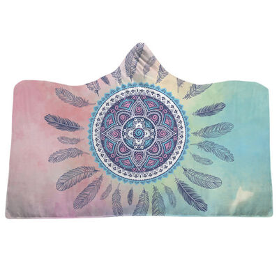 

Bohemian Wearable Blanket Soft Plush Cloak with Cap for Adults Mandala Dreamcatcher Fleece Throw Blanket Microfiber Throw