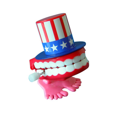 

Siaonvr 7cm American Flag Wind-up Walking Babbling Teeth Denture Chattering Funny Teeth