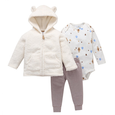 

Baby Girls Clothes Sets Long-Sleeved Plus Velvet Coat Trousers Boys And Girls Cartoon Letter Love Print Pants Hooded Jacket