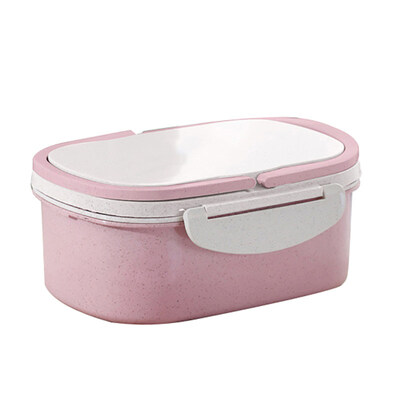 

Double-layer Separate Bento Box Wheat Straw Food Storage Container With Handle