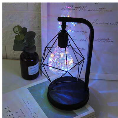 

Gobestart Nordic Style Iron Wire LED Blub Night Light Table Lamp Home Bedroom Decor