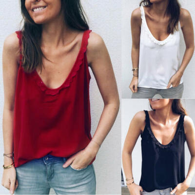 

Fashion Summer Loose Sleeveless Casual Tank T-Shirt Blouse Women Tops Vest Solid
