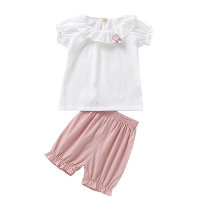 

Baby Girl Shorts Set Summer Children Baby Girls Casual Ruffle Short Sleeve T-shirtShort Pant Suits Costume Set