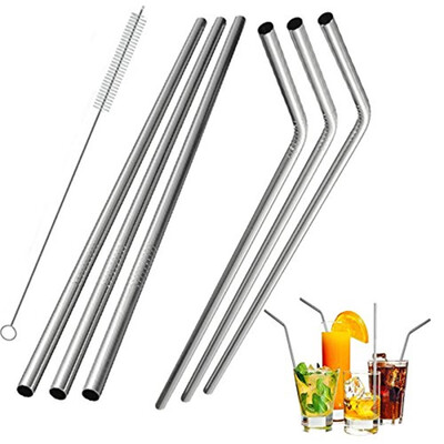 

Gobestart Stainless Steel Straws Reusable Metal Drinking Straws 3 Straight3Bent1Brushes